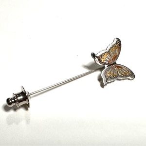 Vintage Reed & Barton Damascene Butterfly Stick Pin Lapel Hat Retro